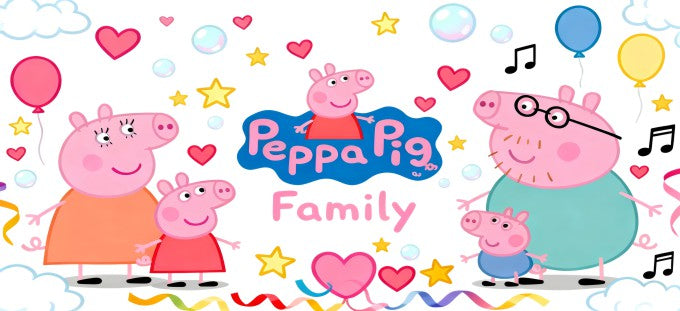 Peppa Family 16oz Double Sided UVDTF Wrap