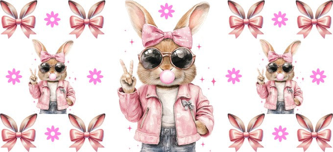 Cool Pink Bunny 16oz Double Sided UVDTF Wrap
