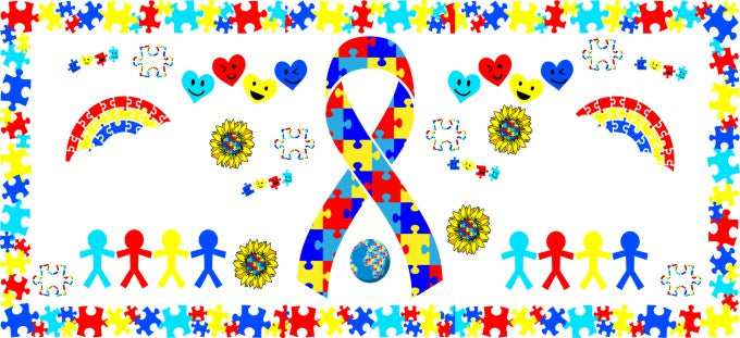 Autism A 16oz Double Sided UVDTF Wrap