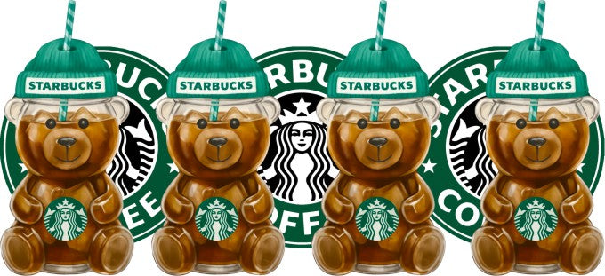 Green Bear Cup 16oz Double Sided UVDTF Wrap