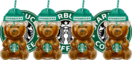 Green Bear Cup 16oz Double Sided UVDTF Wrap