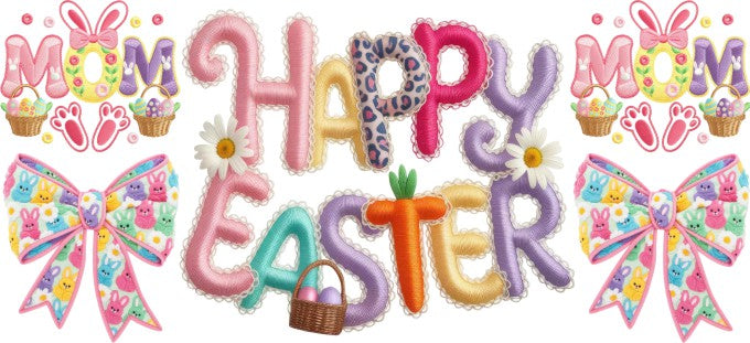 Happy Easter B 16oz Double Sided UVDTF Wrap